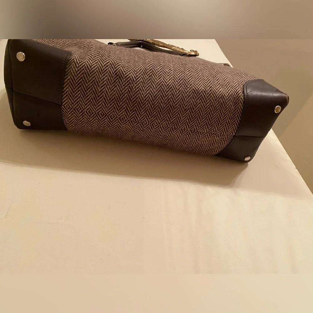 Tumi wool & leather spacious brown bag with a lot of compartments & pockets NWT - Picture 5 of 16